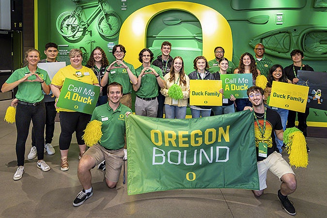 Students pose at the Eugene Migration event.