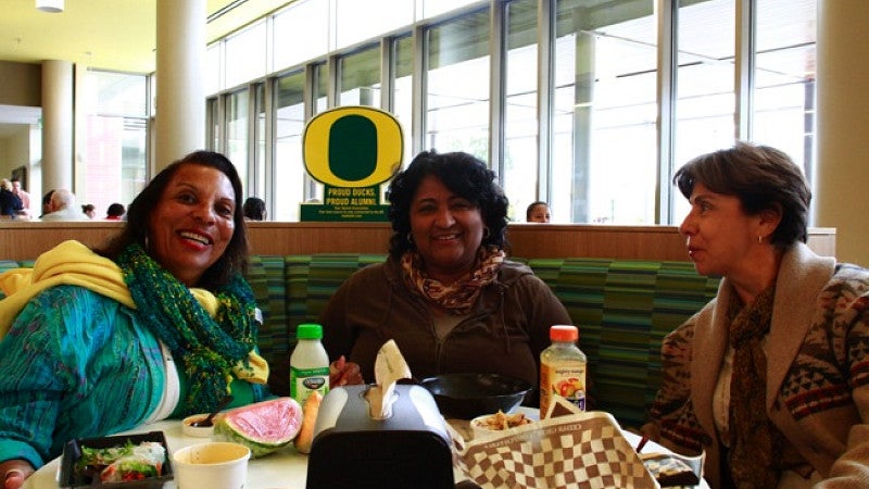 ulticultural Reunion participants enjoying lunch at the new Global Scholars Hall.