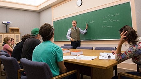 Kenneth Calhoon teaching a comparative literature class Kenneth Calhoon teaching a comparative literature class