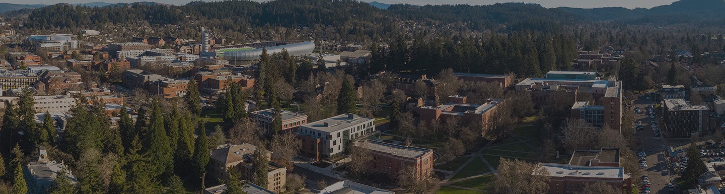 panoramic aerial view of uo campus